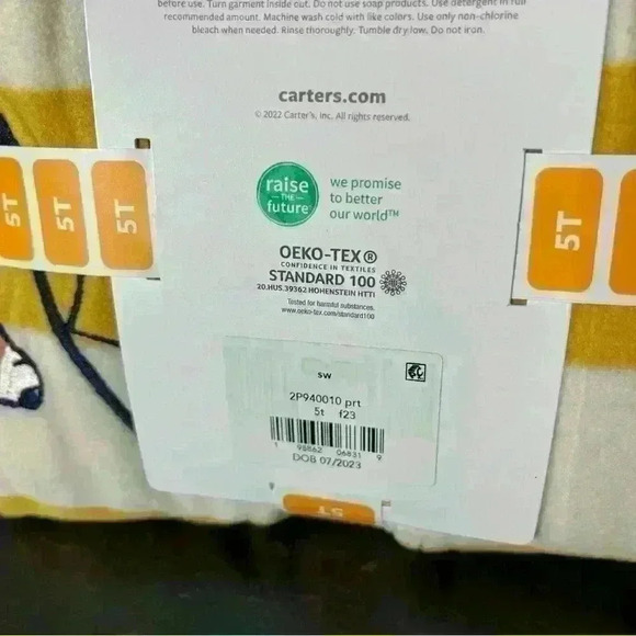 Carter's Toddler Sleepwear Close Footie 5T Bear/ Fishing Stripped Pattern Zipper - Picture 6 of 6